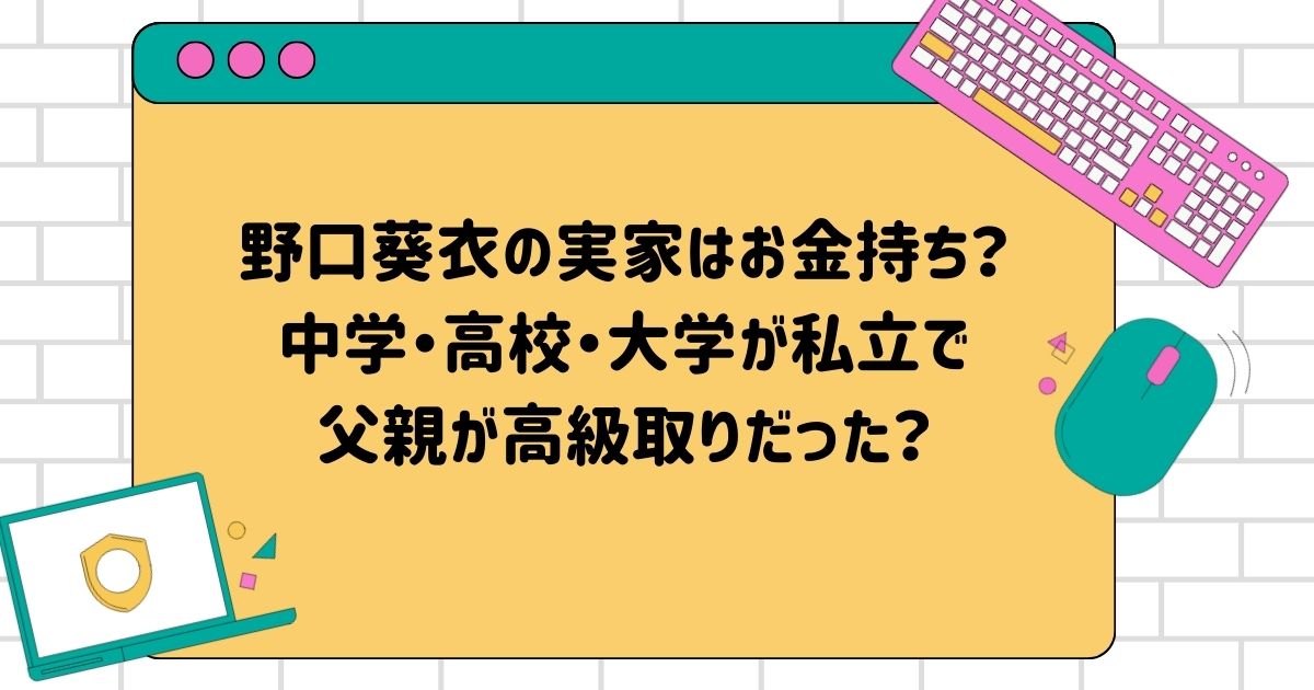 野口葵衣の実家はお金持ち？中学・高校・大学が私立で父親が高級取りだった？