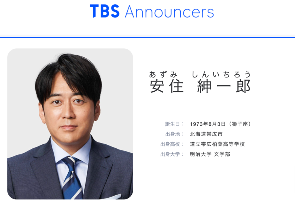 TBSアナウンサー安住紳一郎